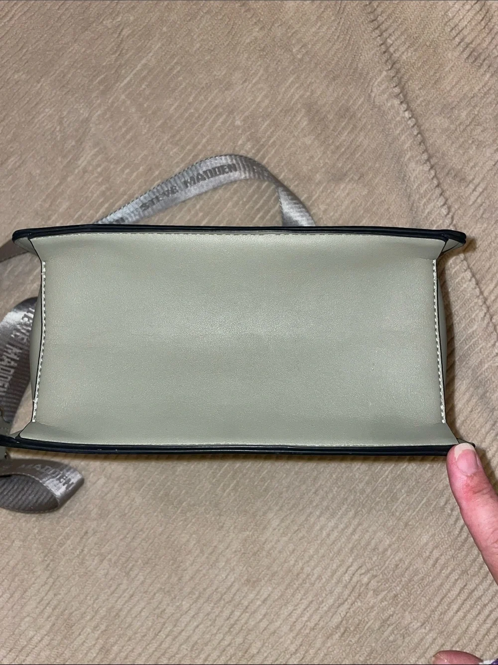 Steve Madden Olive Green Square Crossbody or Shoulder Bag with Branded Strap